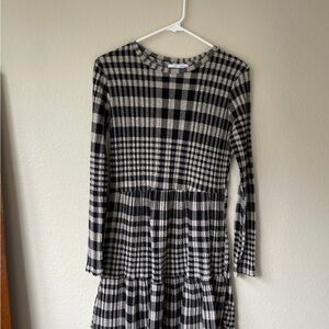 Zara Plaid Long Sleeve Dress medium
